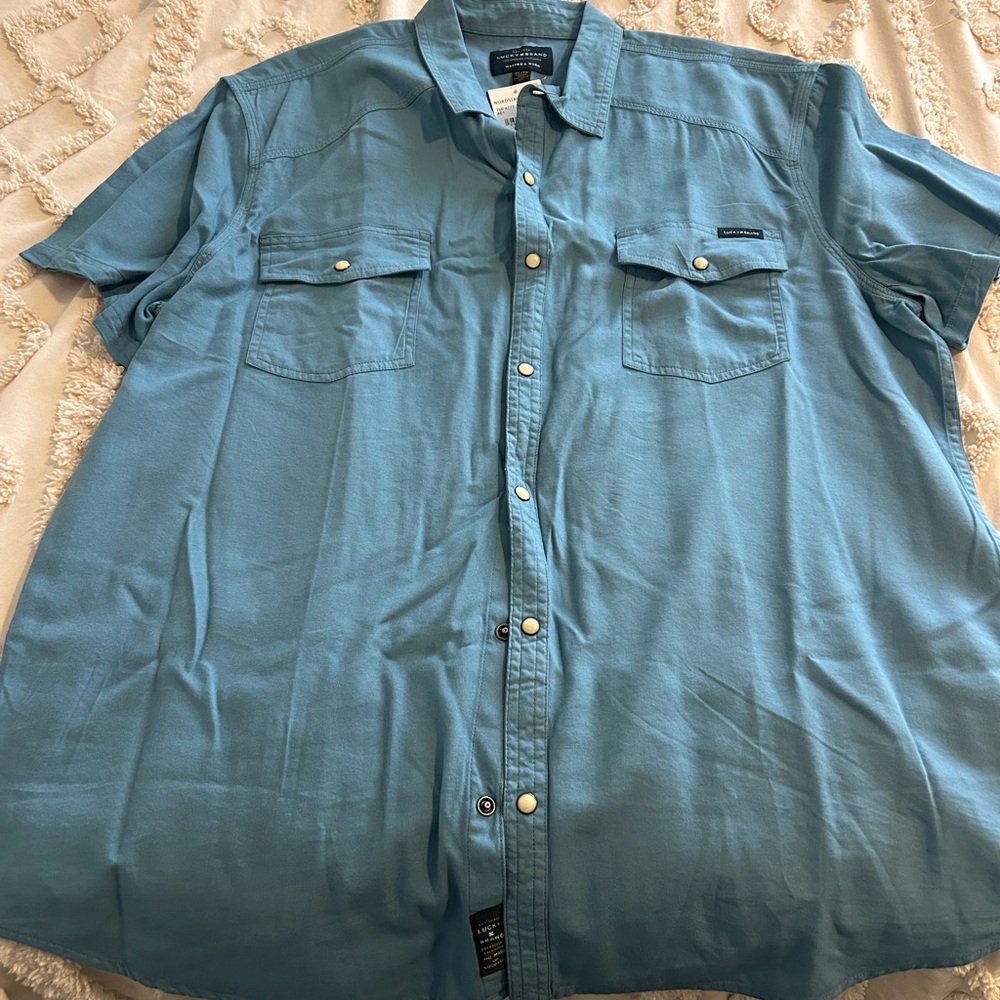 Lucky Brand Men's Light Blue Casual Button Down Shirt